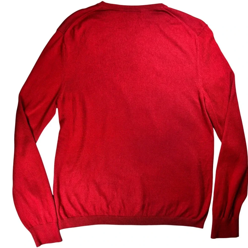 Banana Republic Mens Red Silk Cashmere‎ Blend V-Neck Sweater Size M